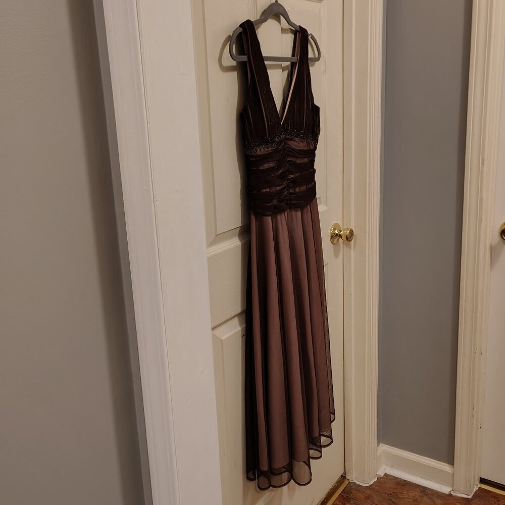 Vtg NWOT Women's Size 8 Brown Pink Lace Dress Formal Midi Positive Attitude - Picture 4 of 8